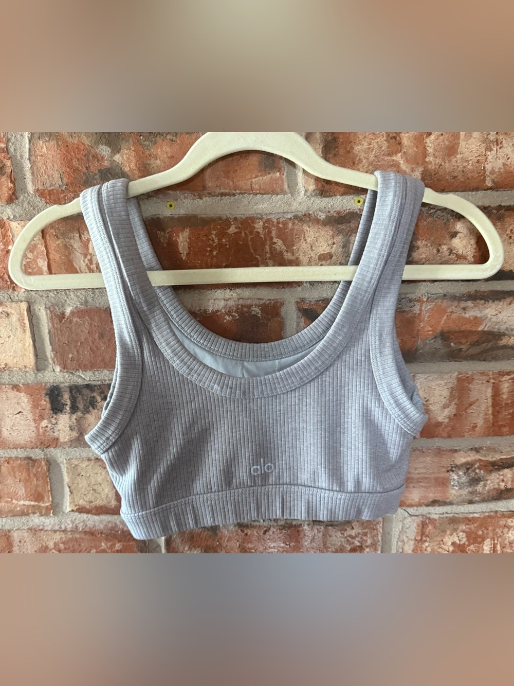 ALO Yoga Wellness Bra in Ribbed Heather Grey - Picture 5 of 9